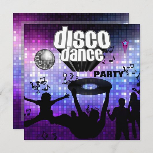 Einladung Disco Dance Party Retro (Vorne/Hinten)