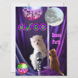 Einladung Disco-Party Hund Katze Malteser Welpe