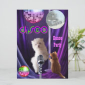 Einladung Disco Party Hunde Katze Maltesische Welp (Stehend Vorderseite)
