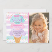 Einladung drei Eiscreme ist süßer 3. Geburtstag (Vorderseite)