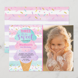 Einladung drei Eiscreme ist süßer 3. Geburtstag