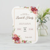 Einladung dunkelrote Blume (Stehend Vorderseite)