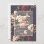 Einladung dunkle Moody Herbst florale Hochzeit (Vorderseite)