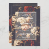 Einladung dunkle Moody Herbst florale Hochzeit (Vorne/Hinten)