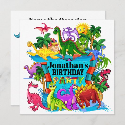 EINLADUNG DYNAMITE-O-SAURUS DINOSAUR (Vorne/Hinten)