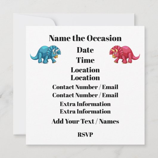 EINLADUNG DYNAMITE-O-SAURUS DINOSAUR (Rückseite)