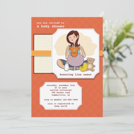 Einladung einer Babydusche (Stehend Vorderseite)