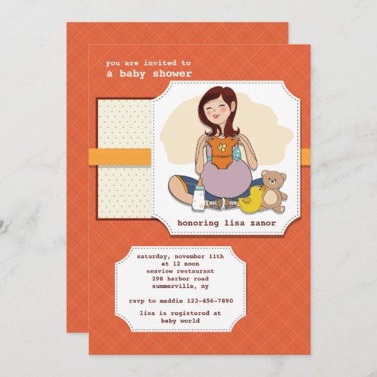 Einladung einer Babydusche (Vorne/Hinten)