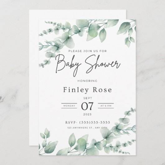 Einladung einer Babydusche (Vorne/Hinten)