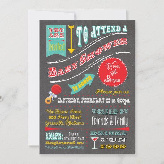 Einladung einer Babydusche (Vorderseite)