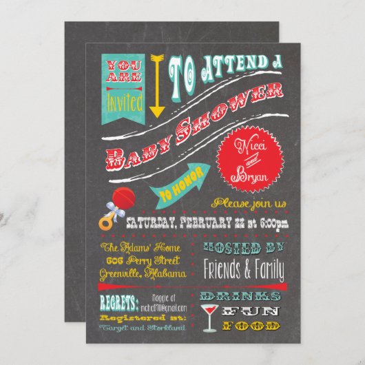 Einladung einer Babydusche (Vorne/Hinten)