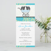 Einladung einer Babydusche für zwei Kinder - Babyt (Stehend Vorderseite)