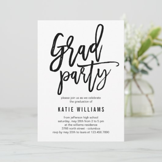 Einladung einer Brushed Graduation Party (Stehend Vorderseite)