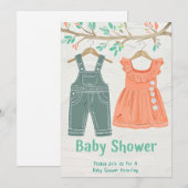 Einladung einer Crayon-Illustrierten Babydusche (Vorne/Hinten)