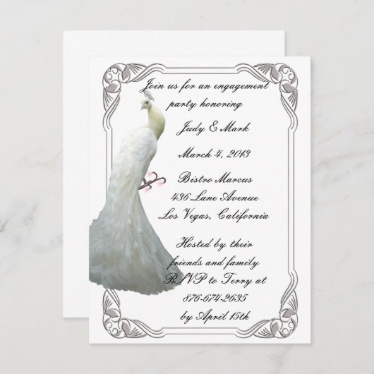 Einladung einer Custom White Peacock Engagement Pa (Vorne/Hinten)