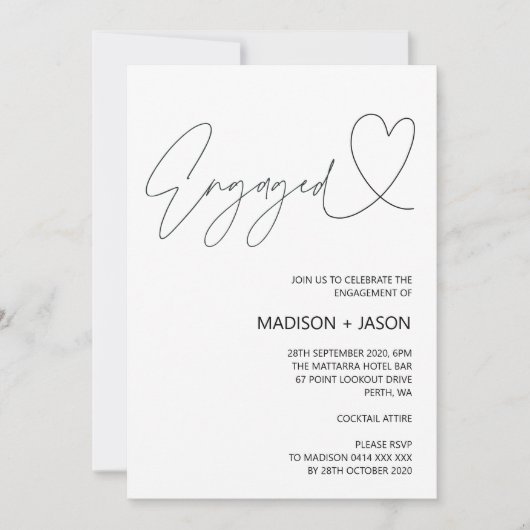 Einladung einer einfachen Schwarz-Weiß-Interesseng (Vorderseite)