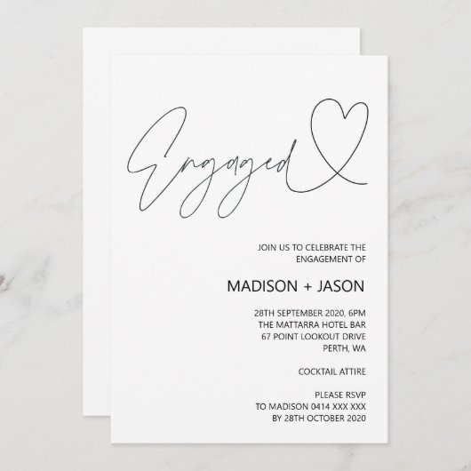 Einladung einer einfachen Schwarz-Weiß-Interesseng (Vorne/Hinten)