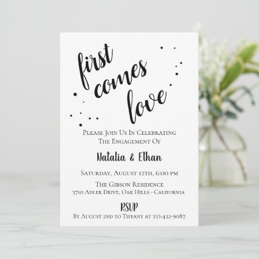 Einladung einer einfachen Schwarz-weißen Interesse (Stehend Vorderseite)