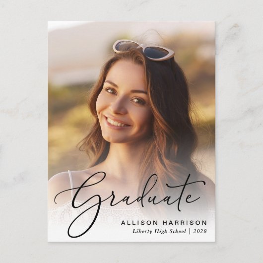 Einladung einer eleganten Foto Script Graduation P (Vorderseite)