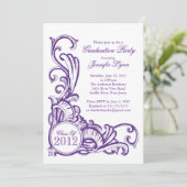 Einladung einer eleganten Vintagen Lila Graduierun (Stehend Vorderseite)