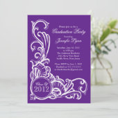 Einladung einer eleganten Vintagen Lila Graduierun (Stehend Vorderseite)