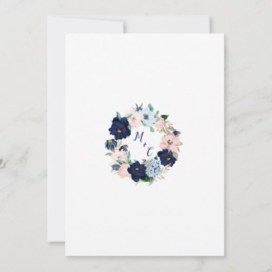 Einladung einer engagierten Partei Elegante Floral (Rückseite)