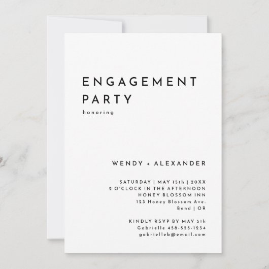 Einladung einer fetten, weißen, modernen engagiert (Vorderseite)