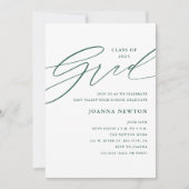 Einladung einer grünen Minimalistischen Graduierte (Vorderseite)