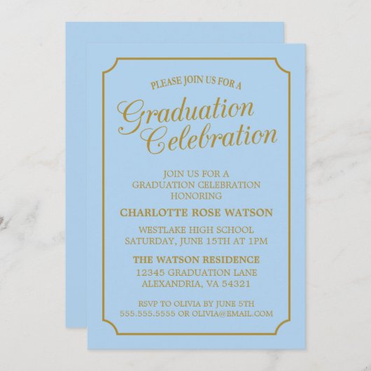 EINLADUNG EINER KLASSISCHEN CHIC-ELEGANTEN SCHULAB (Vorne/Hinten)