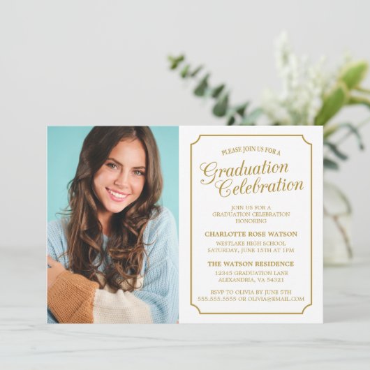 EINLADUNG EINER KLASSISCHEN CHIC-ELEGANTEN SCHULAB (Stehend Vorderseite)