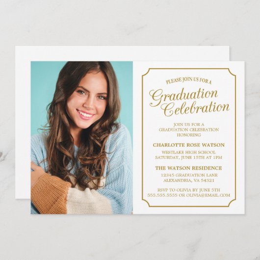 EINLADUNG EINER KLASSISCHEN CHIC-ELEGANTEN SCHULAB (Vorne/Hinten)