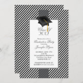 Einladung einer modernen Black Stripe Graduation P (Vorne/Hinten)