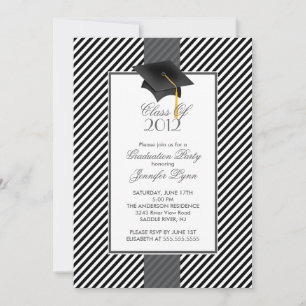 Einladung einer modernen Black Stripe Graduation P