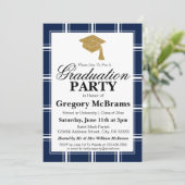 Einladung einer modernen Blue Graduation Party (Stehend Vorderseite)