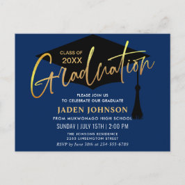 Einladung einer modernen Minimalistischen Graduier Postkarte