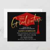 Einladung einer modernen Minimalistischen Graduier Postkarte (Vorne/Hinten)