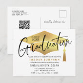 Einladung einer modernen Minimalistischen Graduier Postkarte (Vorne/Hinten)