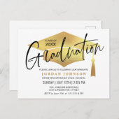 Einladung einer modernen Minimalistischen Graduier Postkarte (Vorne/Hinten)