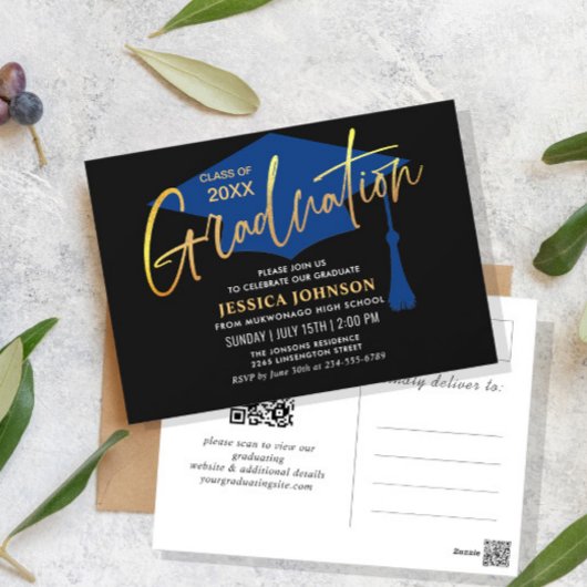 Einladung einer modernen Minimalistischen Graduier Postkarte