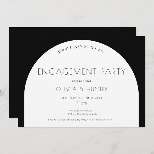 Einladung einer modernen schwarzen und weißen Enga (Vorne/Hinten)