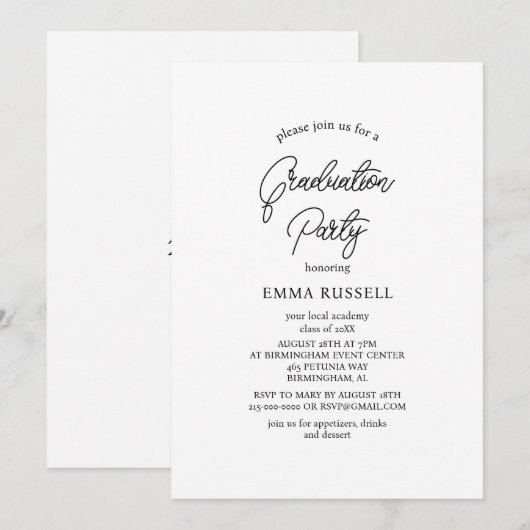 Einladung einer modernen Skriptabsolventin (Vorne/Hinten)