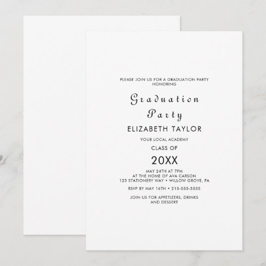 Einladung einer modernen Skriptabsolventin (Vorne/Hinten)