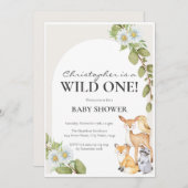 Einladung einer neutralen Woodland-Babydusche (Vorne/Hinten)