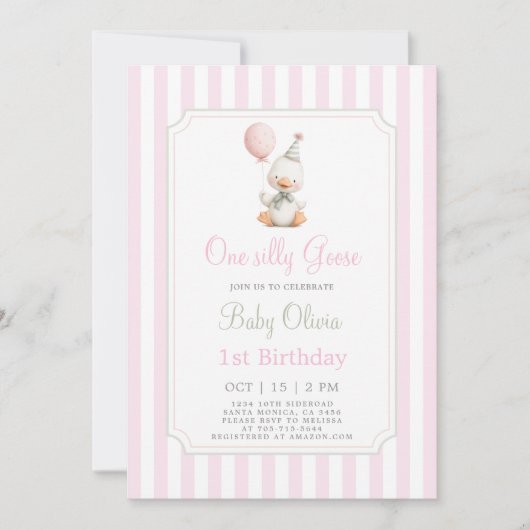 Einladung eines Albernen Gänsehuchses 1. Geburtsta (Vorderseite)
