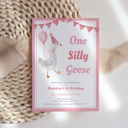 Einladung eines Albernen Gänsepink-Mädchens 1. Geb