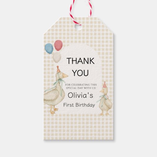 Einladung eines Albernen Gänses zum Geburtstag Geschenkanhänger (Vorderseite)