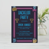 Einladung eines Bachelors - Neondesign (Stehend Vorderseite)