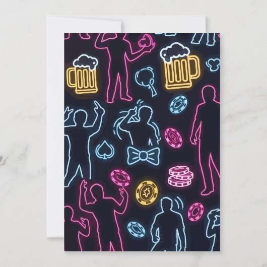 Einladung eines Bachelors - Neondesign (Rückseite)