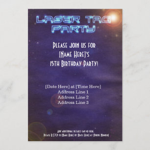 Einladung eines Blue & Lila Laser-Tags