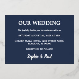 Einladung eines Blue Wedding Foil